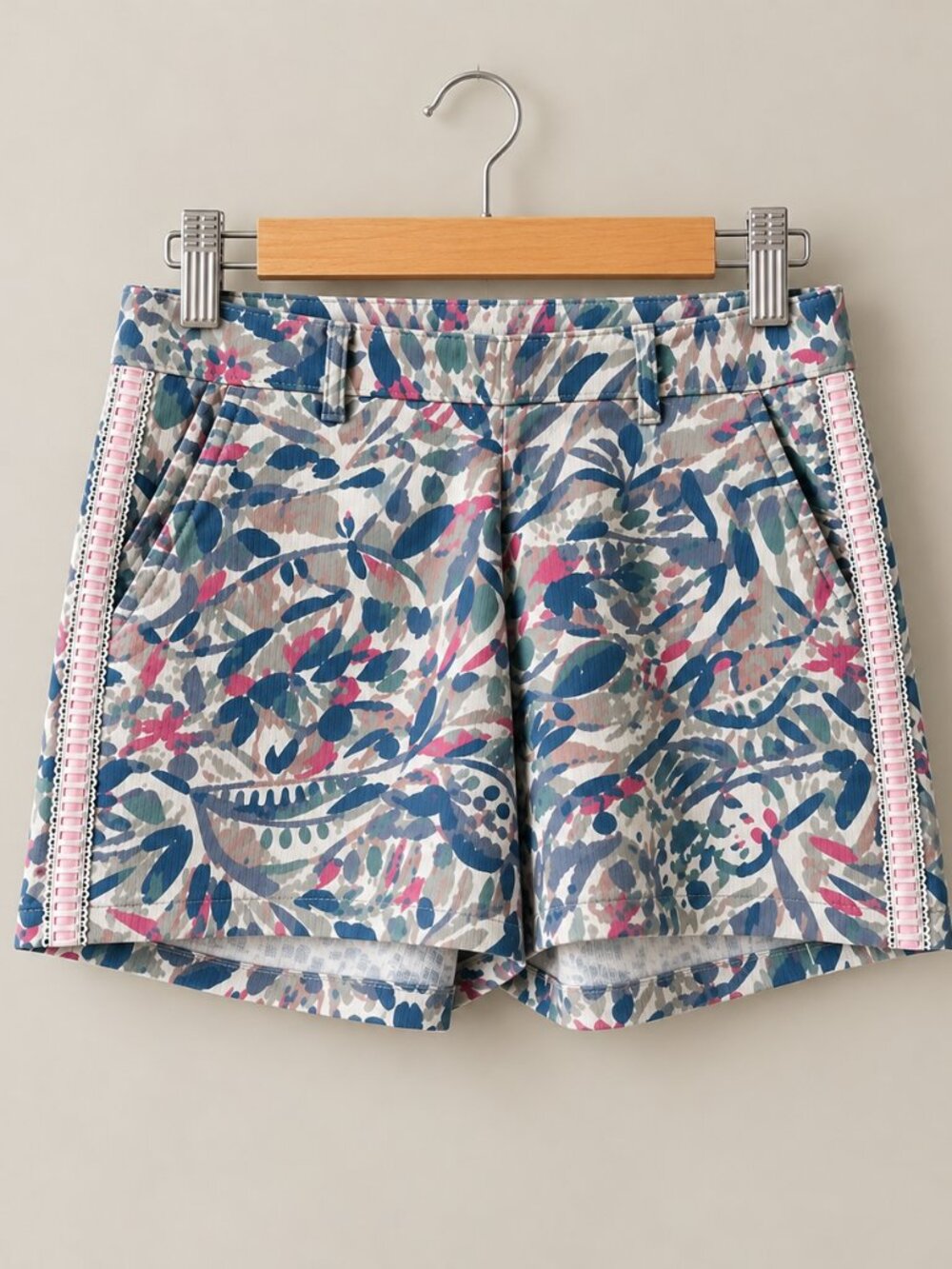 Lilly Pulitzer Breakwater Tint Party Wave Callahan Lace Shorts Blue Pink Size 16